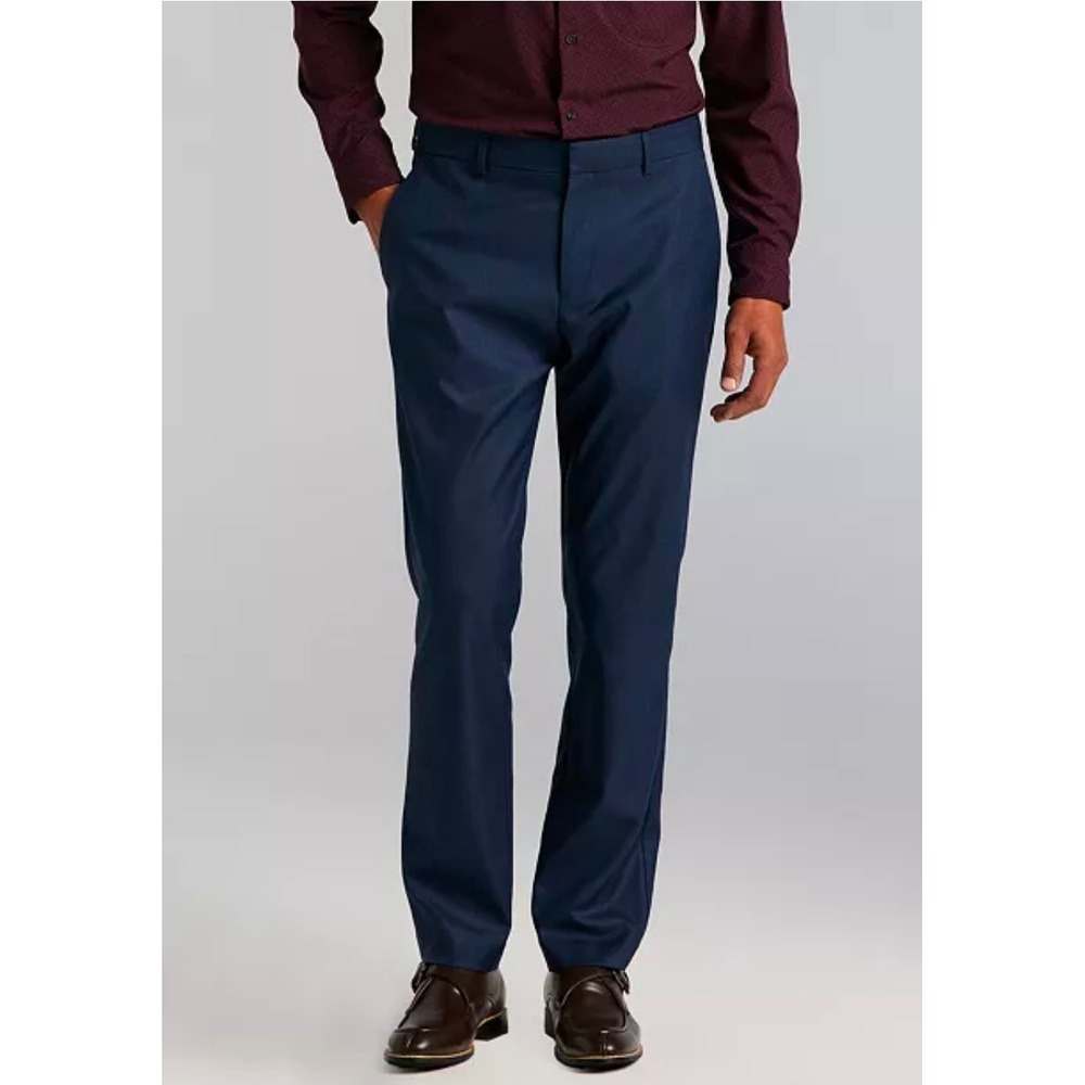 NWT Perry Ellis Portfolio 36×32 Shaker Blue Sharkskin Dress Pants Modern Fit